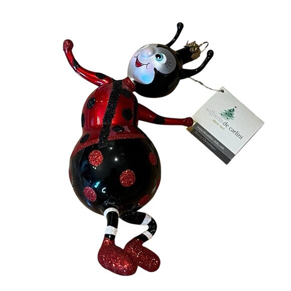 Soffieria de CarliniLady Bug ornament Dancing Anthropomorphic 6” Mouth Blown - Picture 1 of 7